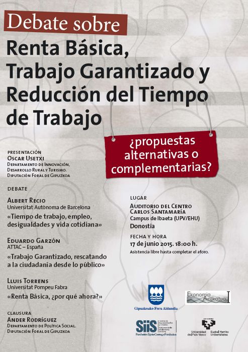 Debate sobre renta bÃ¡sica, trabajo garantizado y reducciÃ³n del tiempo de trabajo