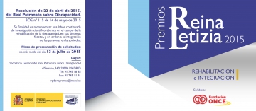 Cartel de los Premios Reina Letizia 2015 de Rehabilitación y de Integración