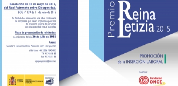 Cartel del Premio Reina Letizia 2015 de Promoci&oacute;n de la Inserci&oacute;n Laboral 