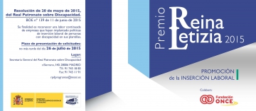 Cartel del Premio Reina Letizia 2015 de Promoción de la Inserción Laboral 