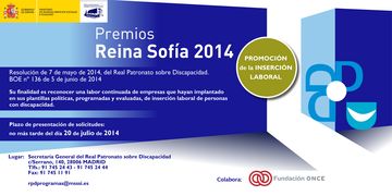 Cartel del Premio Reina Sof&iacute;a 2014 de Promoci&oacute;n de la Inserci&oacute;n Laboral